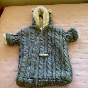 Restoration Hardware Cable Knit & Luce Faux Fur Baby Bunting